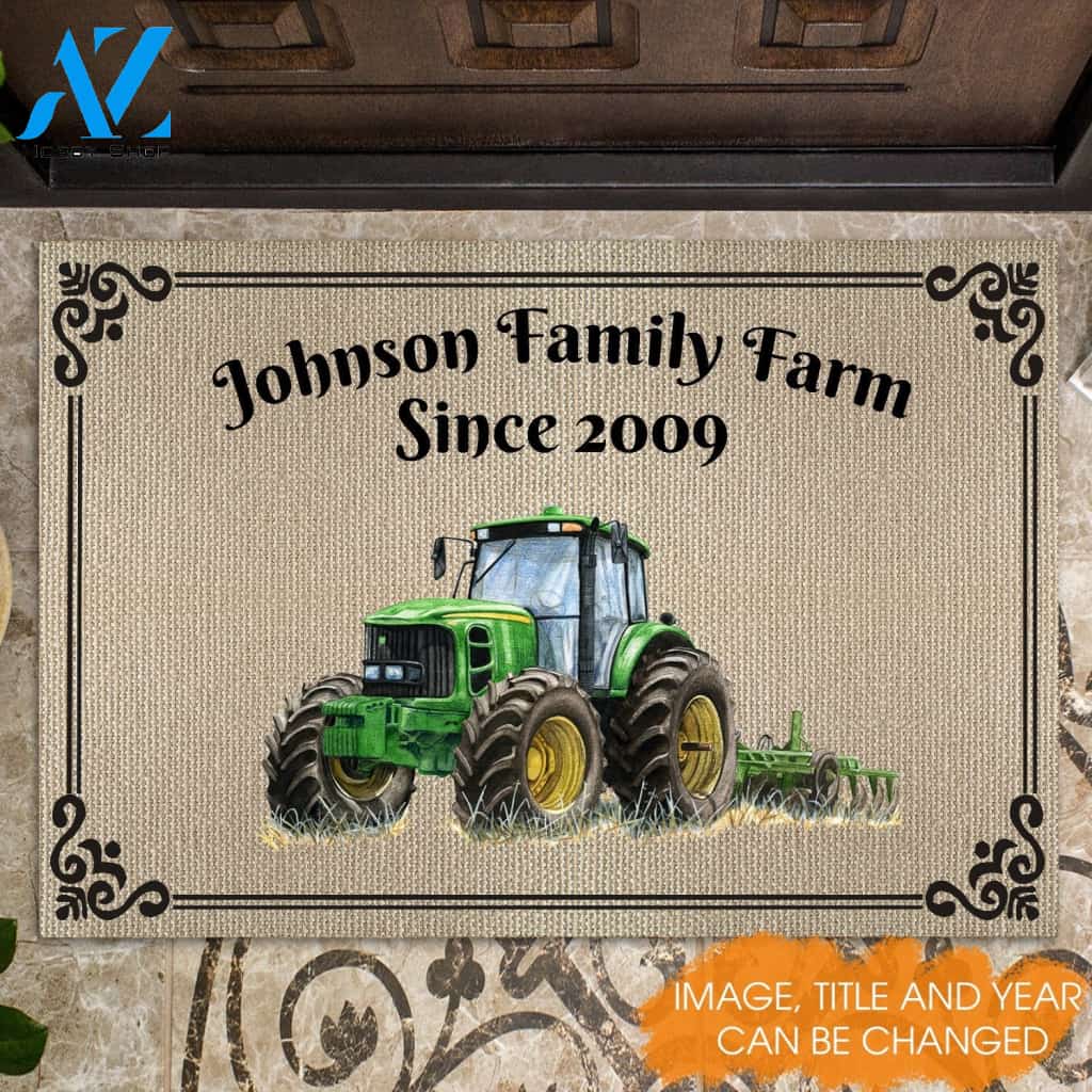 Tractor And Family Name Customized Doormat