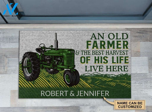 Tractor Farmer Best Harvest Live Here Custom Doormat | Welcome Mat | House Warming Gift