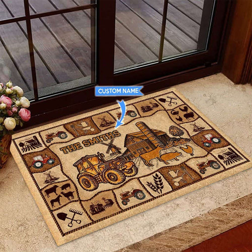 Tractor Farming Personalized Custom Name Doormat Welcome Mat