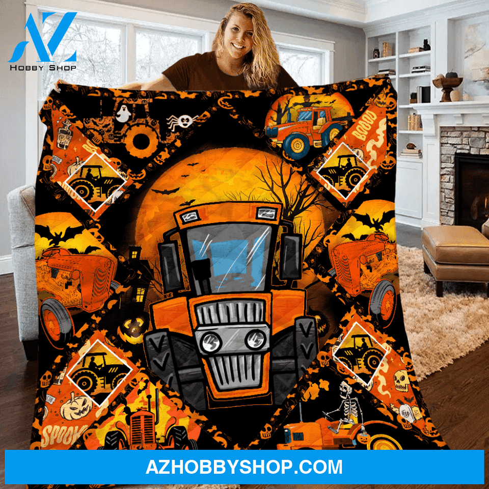Tractor Halloween Blanket Gift For Tractor On Halloween Home Decor Bedding Couch Sofa Soft And Comfy Cozy