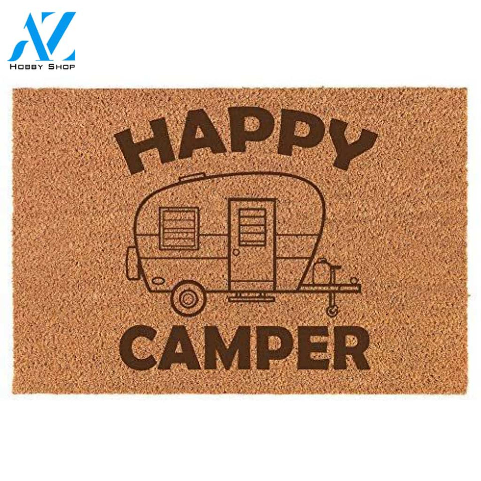 Traditional Bus Happy Camper Doormat Welcome Mat House Warming Gift Home Decor Funny Doormat Gift Idea