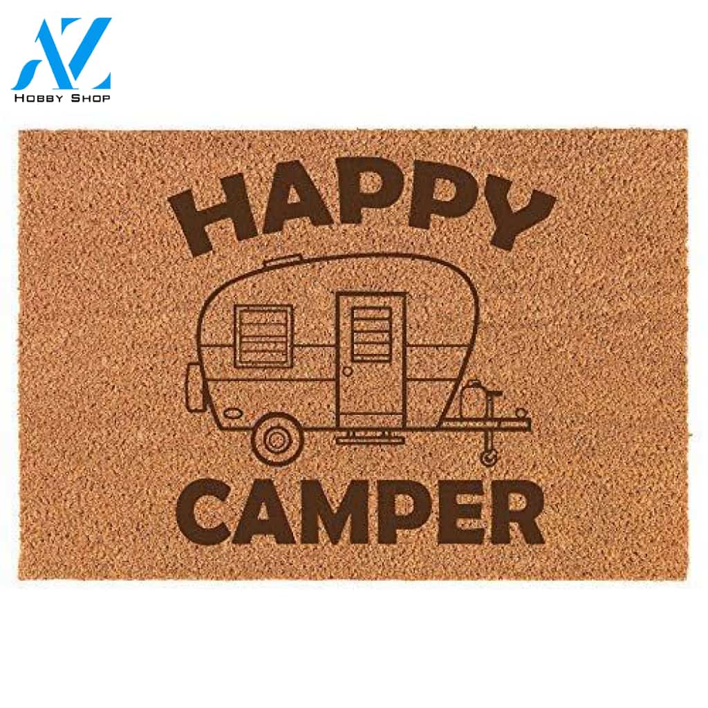 Traditional Bus Happy Camper Doormat Welcome Mat House Warming Gift Home Decor Funny Doormat Gift Idea