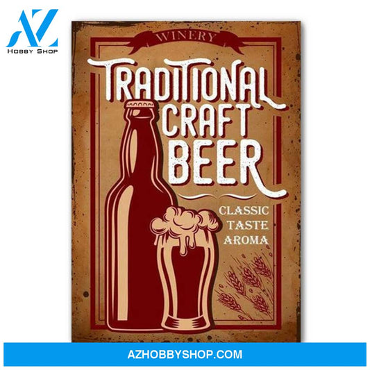 Traditional Craft Beer Poster, Gift for Beer Lovers, BeerPoster Canvas Wall Decor Visual Art