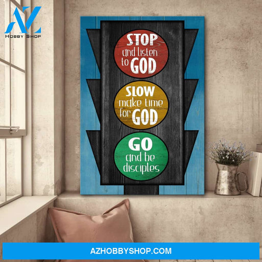 Traffic light - Stop and listen to God - Jesus Portrait Canvas Prints, Wall Art