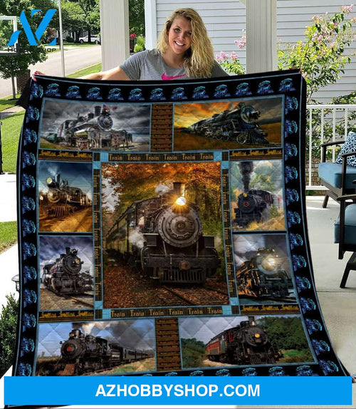 Train Fleece Blanket , Christmas Gift, Birthday Gift, New Year Gift, Anniversary Gift