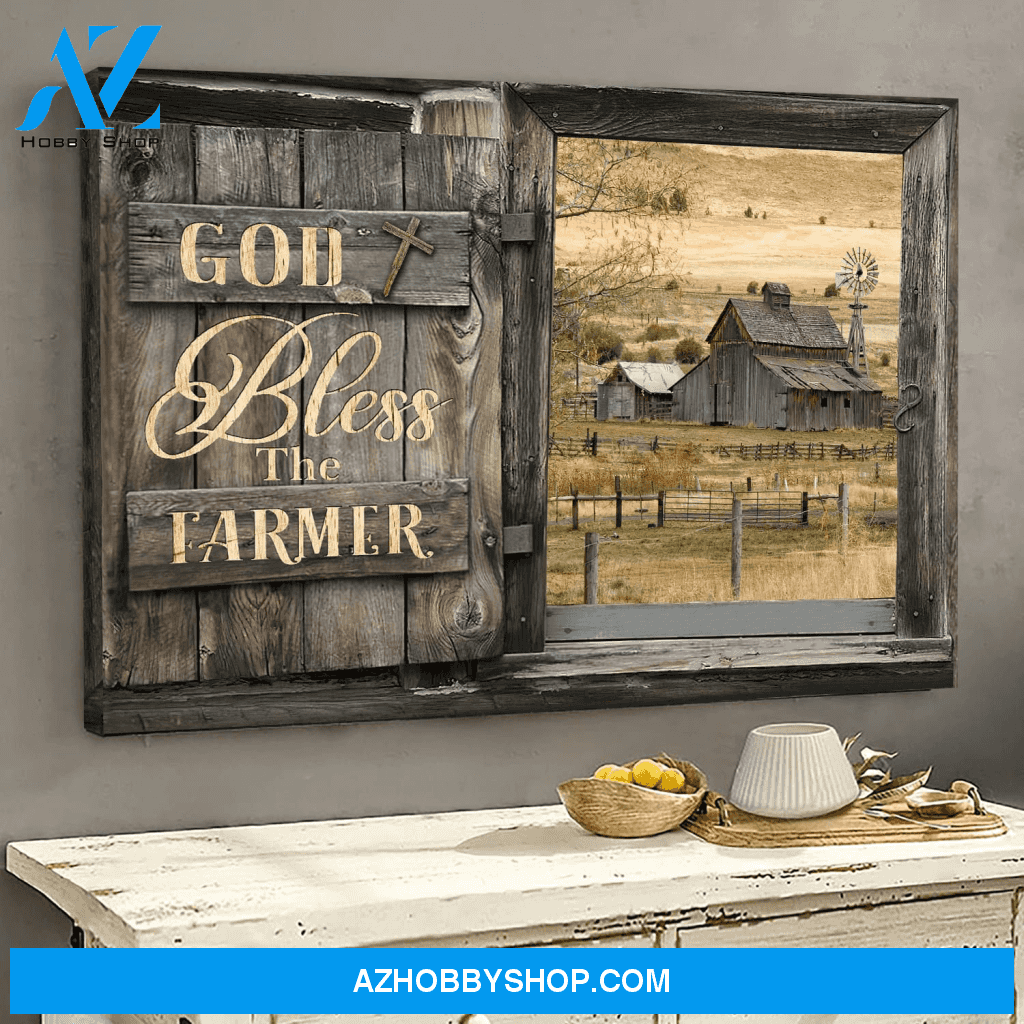 Tranquil Farm God Bless The Farmer Jesus Poster Canvas Wall Decor Visual Art