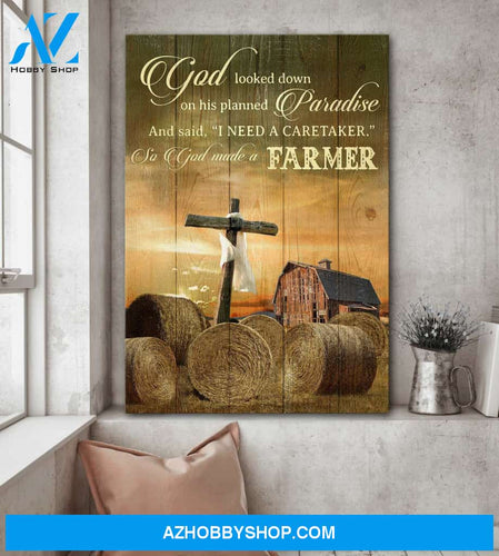 Tranquil farm - God made a farmer - Jesus Portrait Canvas Prints - Wall Art