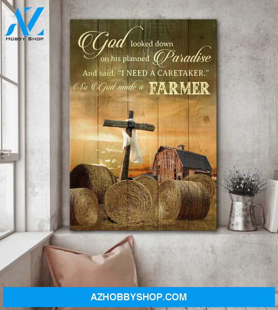 Tranquil farm - God made a farmer - Jesus Portrait Canvas Prints - Wall Art