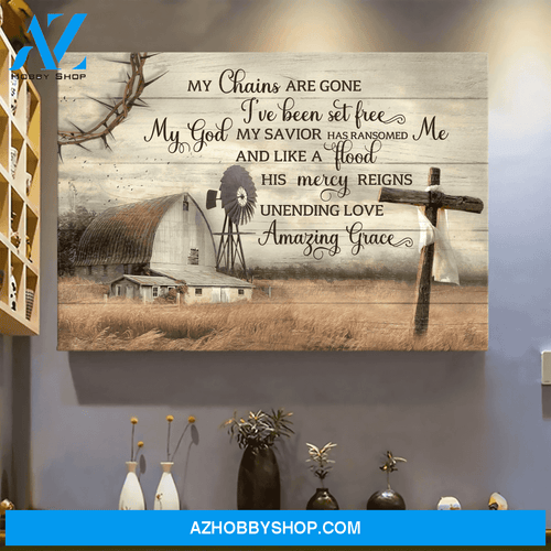 Tranquil Farm My Chain Are Gone, I've Been Set Free Canvas | The Cross God Jesus Canvas Wall Art, Wall Decor Visual Art