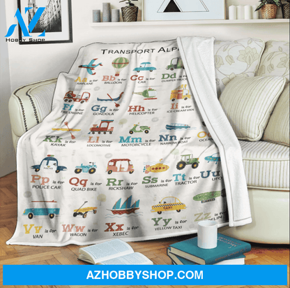 Transport Alphabet Teacher Funny Blanket Gift For Transport Lovers, Gift For Kids Student Teacher Birthday Gift Home Decor Bedding Couch Sofa Soft and Comfy Cozy