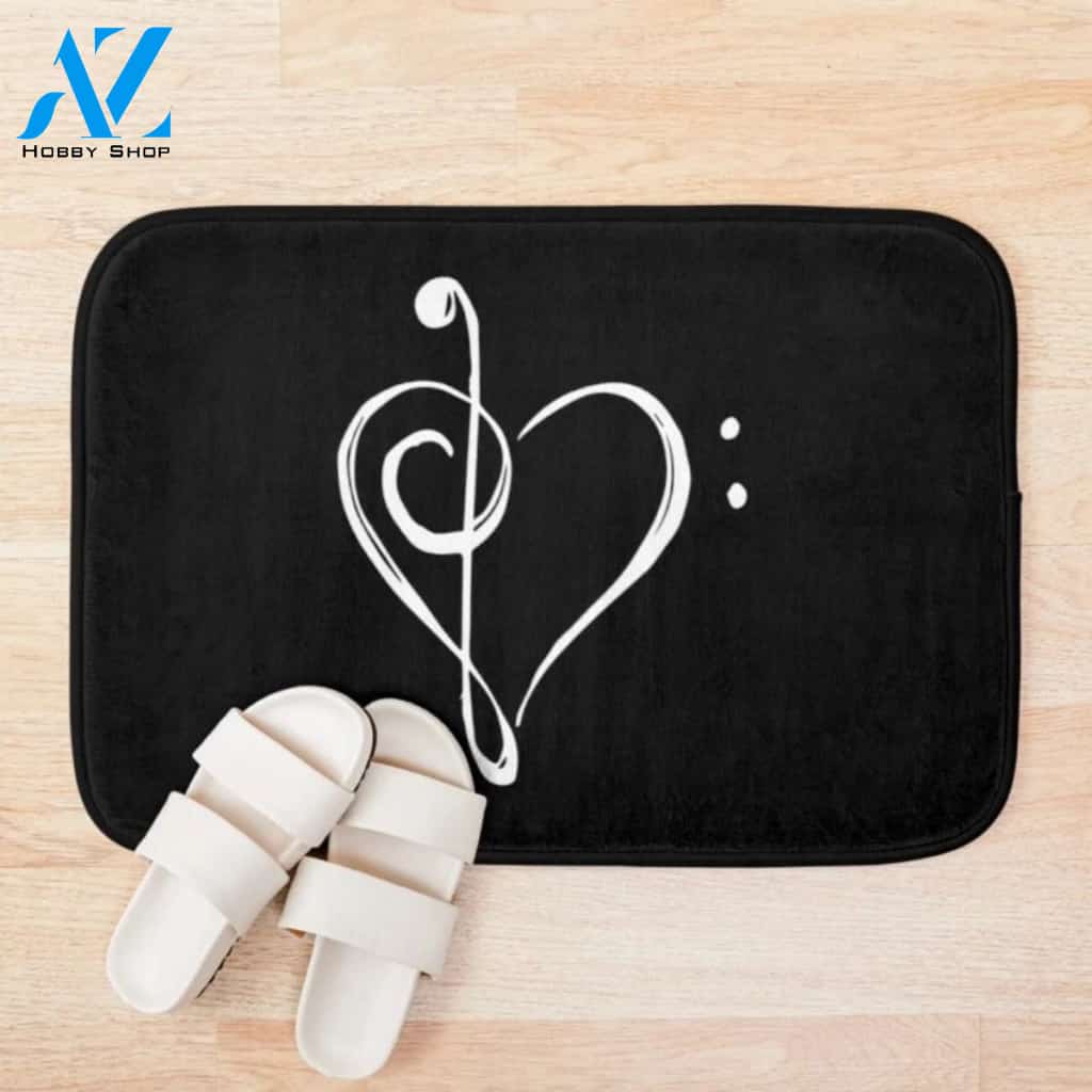 Treble And Bass Clef Heart Doormat | Welcome Mat | House Warming Gift