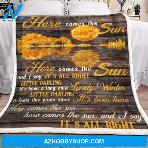 Tree Here Comes The Sun Guitar Fleece Blanket Gift For People Home Decor Bedding Couch Sofa Soft And Comfy Cozy