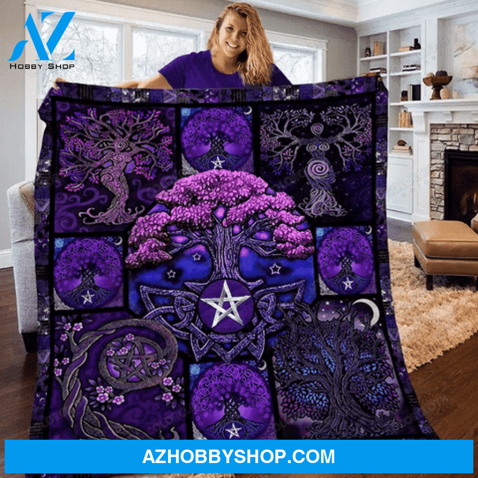 TREE OF LIFE PURPLE QUILT BLANKET Gift For Friend Family 