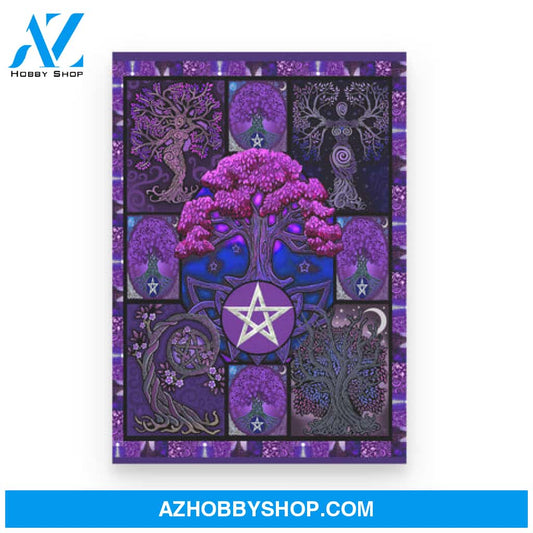TREE OF LIFE WICCA PURPLE BLANKET Gift For Magic Lover 