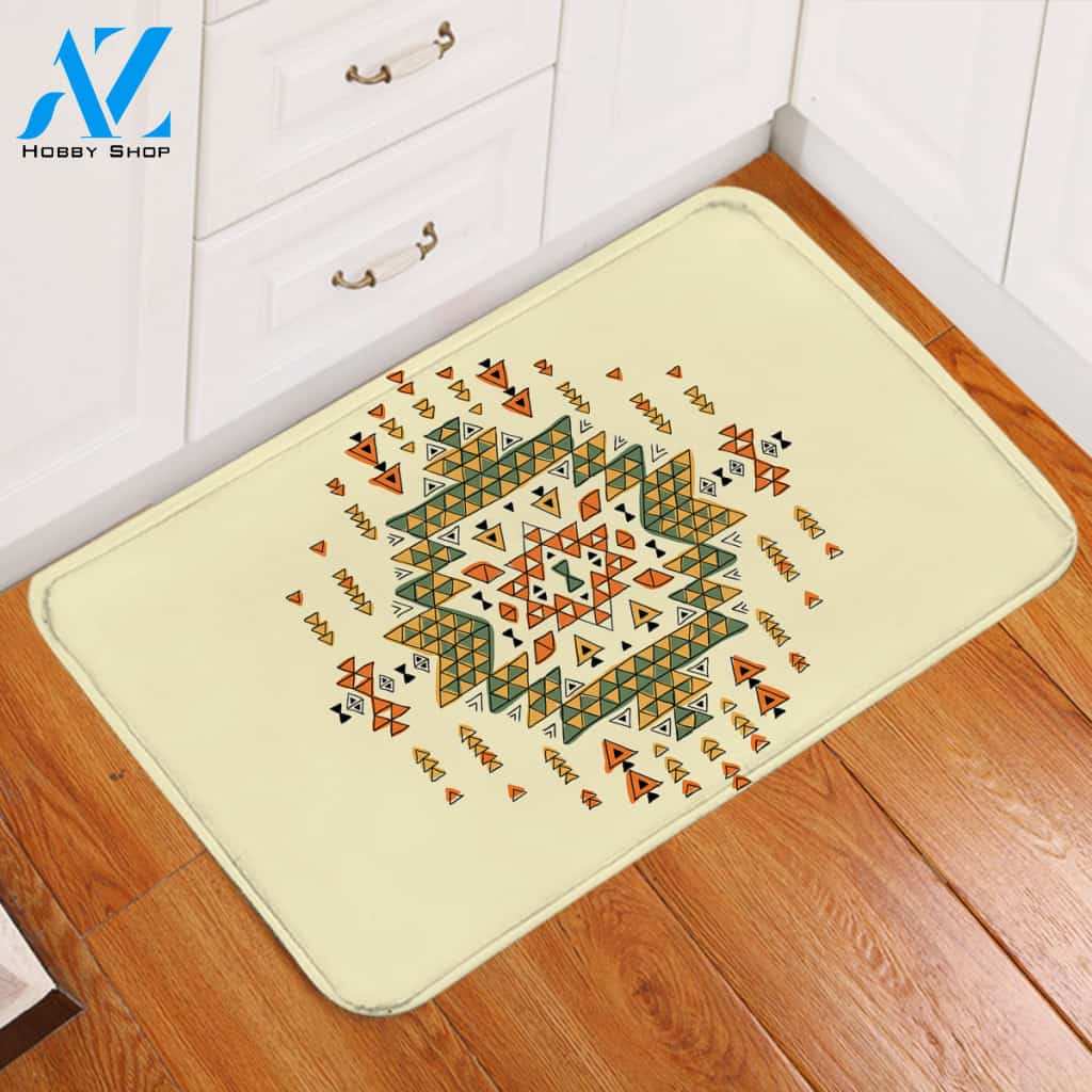 Triangle Patterned Tan Door Mat