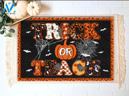 Trick or Teach Doormat, Halloween Classroom Doormat, Gift For Halloween, Gift For Friend Family Birthday Gift Decor Warm House Gift Welcome Mat