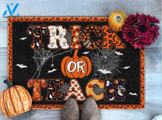 Trick or Teach Doormat, Halloween Classroom Doormat Funny Halloween Indoor And Outdoor Doormat Warm House Gift Welcome Mat Home Decor Classroom Decor Gift For Halloween