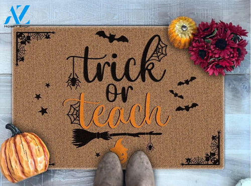 Trick or Teach Funny Halloween Classroom Doormat Gift For Teacher Student Classroom Decor Warm House Gift Welcome Mat Halloween Decor