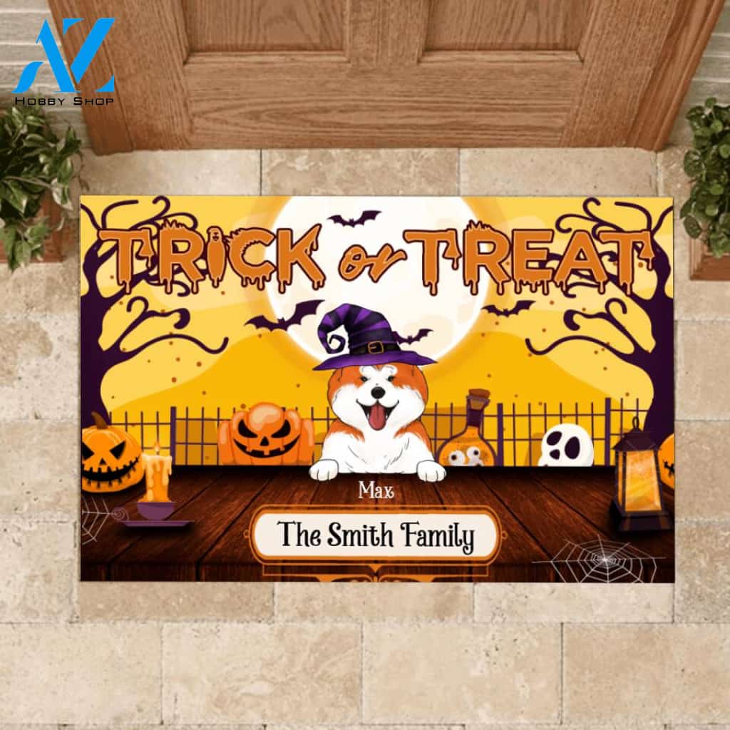 Trick Or Treat, Personalozed Dog Halloween - Personalized Doormat