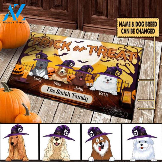 Trick Or Treat, Personalozed Dog Halloween - Personalized Doormat