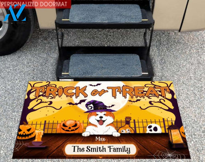 Trick Or Treat, Personalozed Dog Halloween - Personalized Doormat