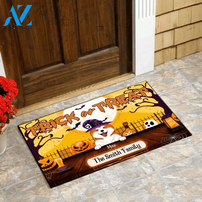 Trick Or Treat, Personalozed Dog Halloween - Personalized Doormat