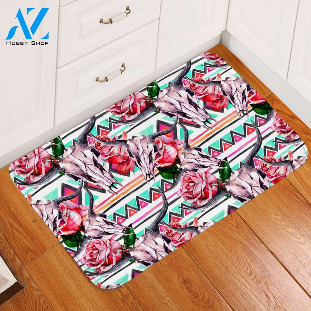 Trophyhead & Roses Door Mat