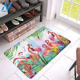 Tropical Exotic Flamingo Easy Clean Welcome DoorMat | Felt And Rubber | DO2184