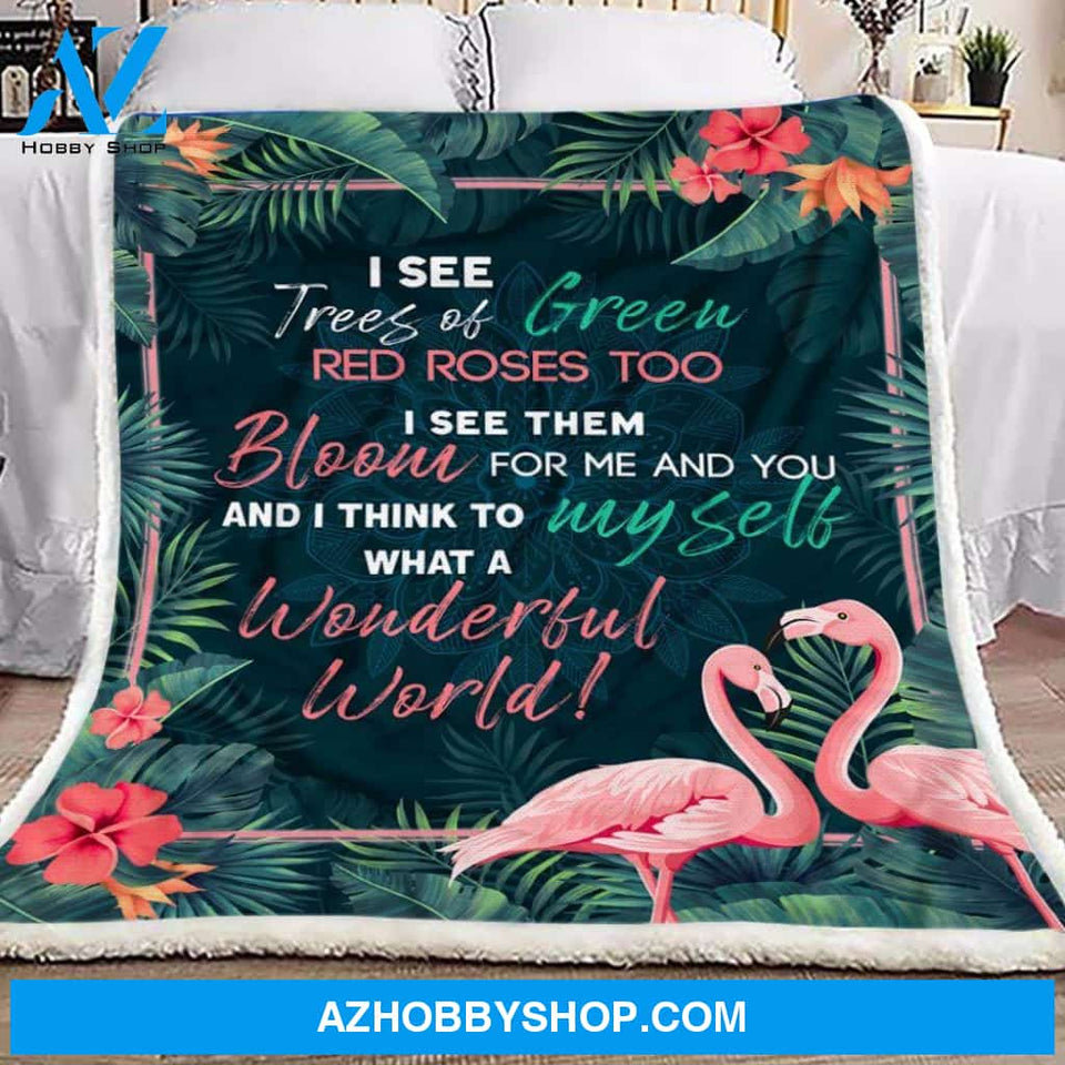 Tropical Flamingo Fleece Blanket