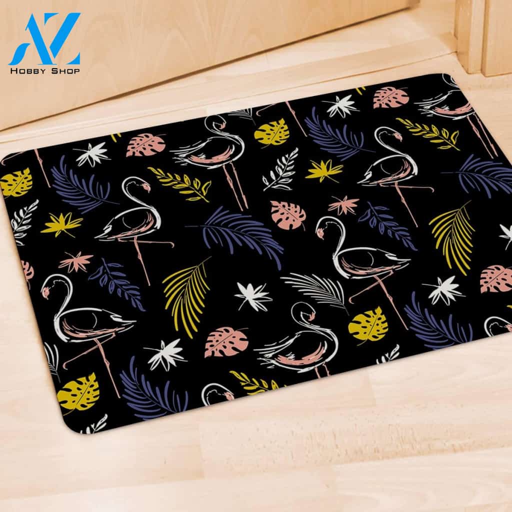 Tropical Flamingo Print Door Mat