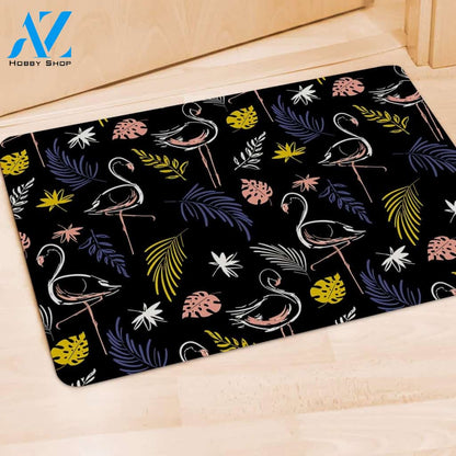 Tropical Flamingo Print Door Mat