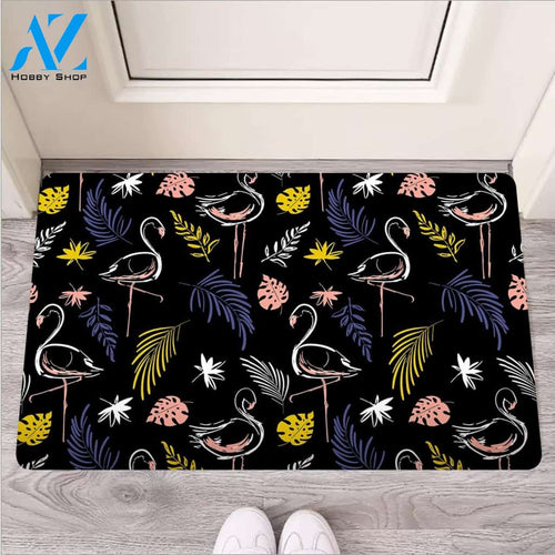 Tropical Flamingo Print Door Mat