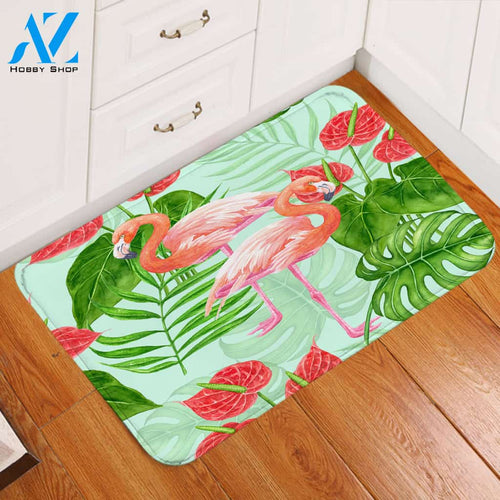 Tropical Flamingos Door Mat