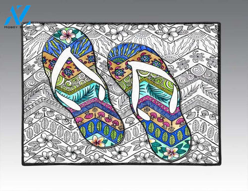 Tropical Flip Flops Doormat Welcome Mat House Warming Gift Home Decor Funny Doormat Gift Idea
