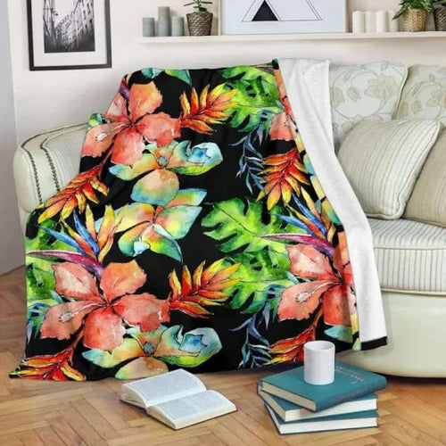 Tropical Hawaii Flowers Pattern Print Blanket