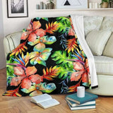 Tropical Hawaii Flowers Pattern Print Blanket