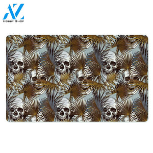 Tropical Leaf Skull Door Mat
