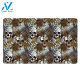 Tropical Leaf Skull Door Mat