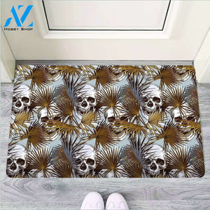Tropical Leaf Skull Door Mat