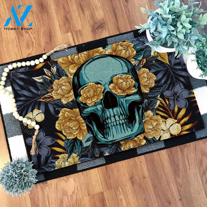 Tropical Leaves Skull Doormat SK-DM-00Q4