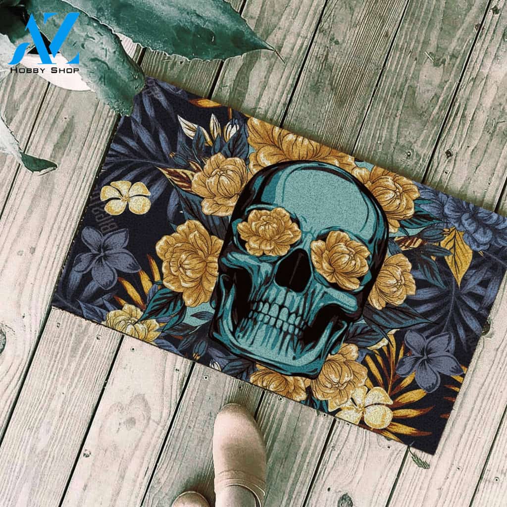 Tropical Leaves Skull Doormat SK-DM-00Q4