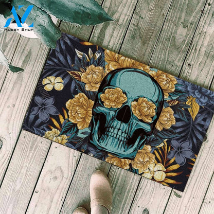 Tropical Leaves Skull Doormat SK-DM-00Q4