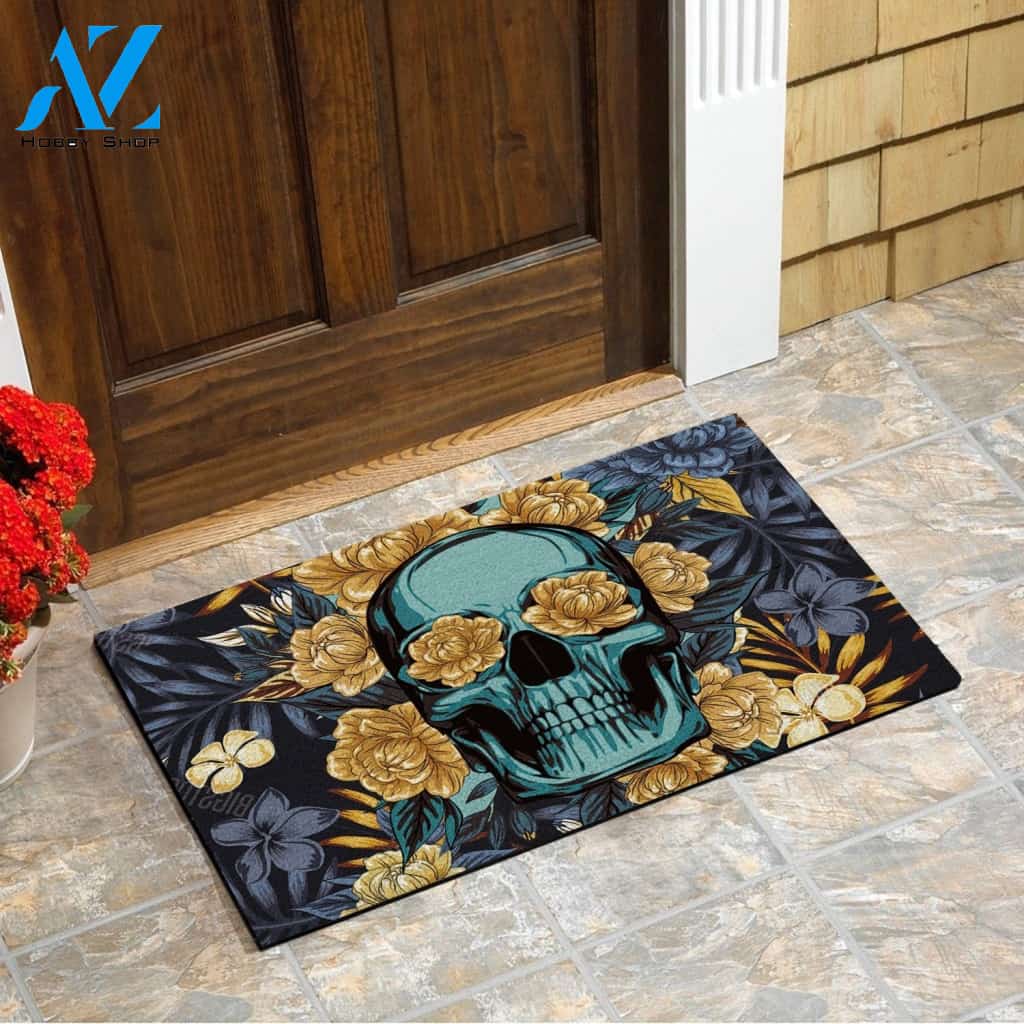 Tropical Leaves Skull Doormat SK-DM-00Q4