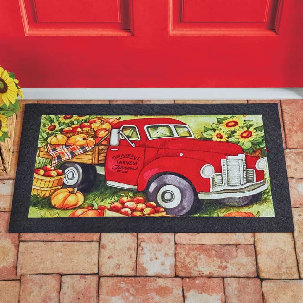 Truck Of Pumpkins Fall Autumn Wonderful Time Doormat Welcome Mat
