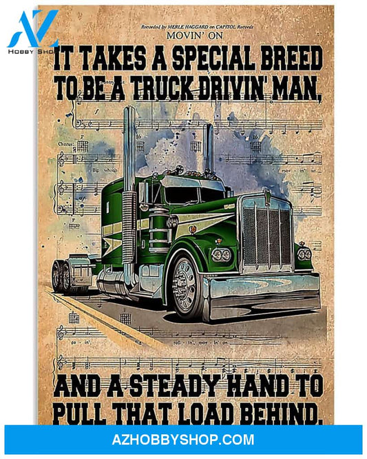 Truck Print, It Takes A Special Breed To Be Truck Driving Vertical Canvas Wall Art, Wall Decor Visual Art