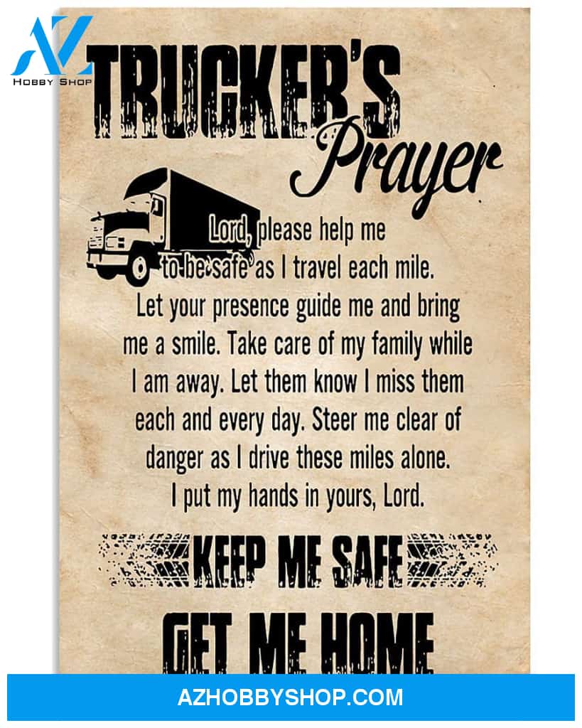 Truck Print, Trucker's Prayer Vertical Canvas Wall Art, Wall Decor Visual Art