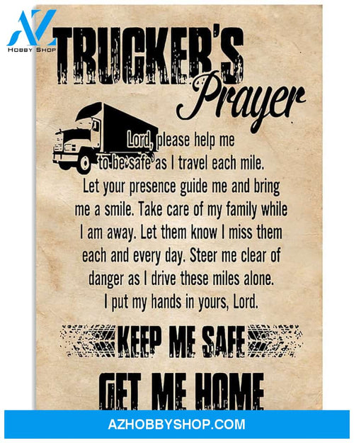 Truck Print, Trucker's Prayer Vertical Canvas Wall Art, Wall Decor Visual Art