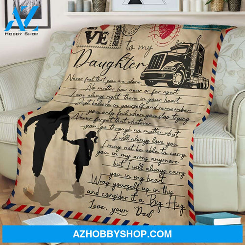Trucker Dad To My Daughter Big Hug Vintage Blanket Gift For Daughter From Dad Birthday Gift Home Decor Bedding Couch Sofa Soft and Comfy Cozy