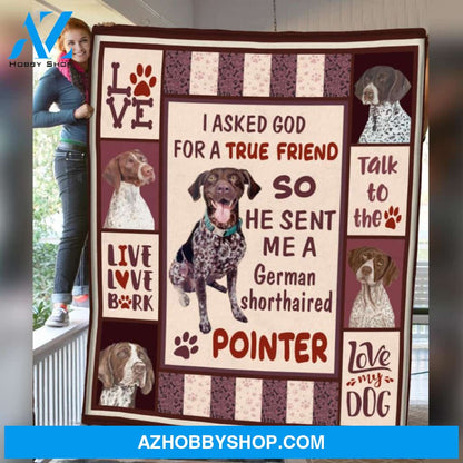 True Friend I Love My German Shorthaired Pointer Dog Blanket Gift For Dog Lovers Birthday Gift Home Decor Bedding Couch Sofa Soft and Comfy Cozy