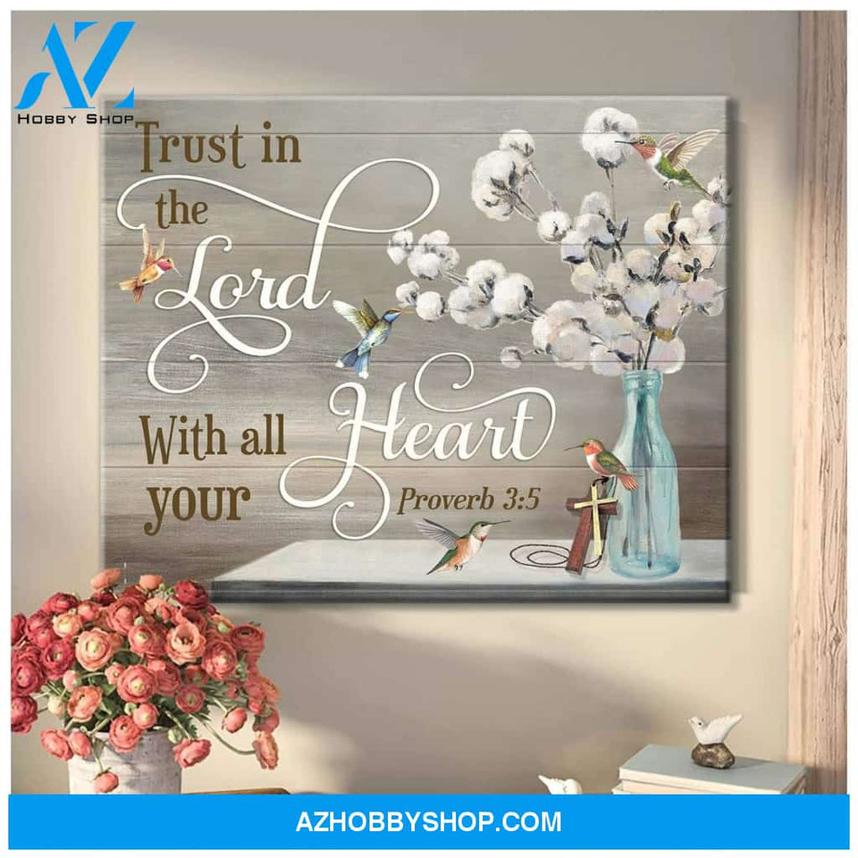 Trust In The Lord Hummingbird Premium Wall Art Canvas